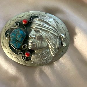 Silver Indian belt buckle